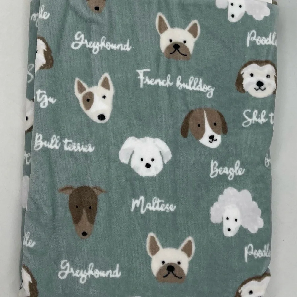 Envogue‎ Oversized Teal Dogs Maltese English Bulldog More Bath Towel 28